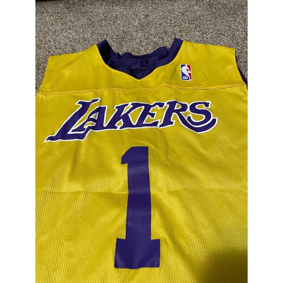 Alleson Athletic Los Angeles Lakers Reversible Basketball Jersey Purple Gold 1 M - Picture 6 of 8